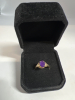 10K Yellow Gold Oval Amethyst Ring Diamonds - 2