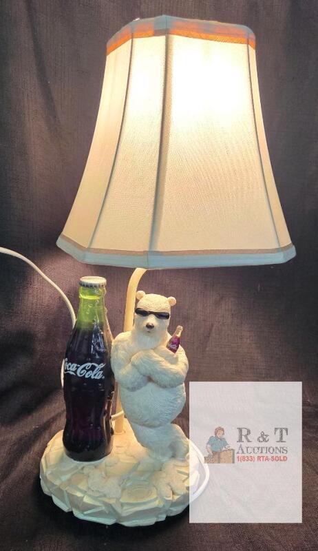 Coca-Cola Polar Bear Lamp Original Coke Collection Table Lamp with Shade, Collectible Decor