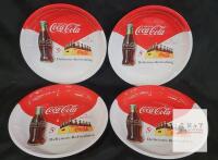 Coca-Cola 8.25" Metal Serving Trays Set of 4 &ndash; 5&cent; Delicious-Refreshing Retro Design