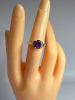 10K Yellow Gold Oval Amethyst Ring Diamonds - 4