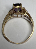 10K Yellow Gold Oval Amethyst Ring Diamonds - 5