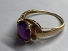 10K Yellow Gold Oval Amethyst Ring Diamonds - 6