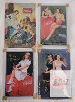 Set of 4 Vintage Coca-Cola Tin Signs, 12"x8", Colorful Retro Decor, Made in China, Pre-Drilled Holes