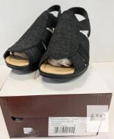 NEW Cloudsteppers by Clarks DORA Black Wedge Sandal, Women's Size 7M, Stock# T20237, New in Box