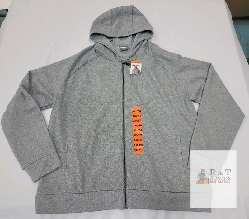NEW 32 Degrees HEAT Men's XXL Gray Zip-Up Hoodie Sweatshirt, Hooded, Full Zip, Pockets
