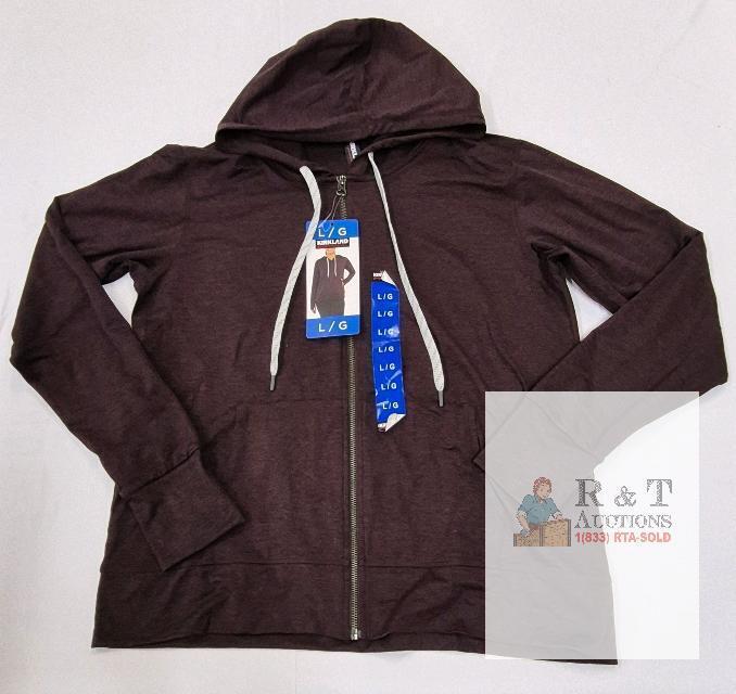 NEW Kirkland Signature Women&rsquo;s Zip-Up Hoodie, Large, Dark Maroon, Cotton Blend