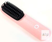 Wireless Ceramic Hair Straightening Comb S7 Plus, USB-C Rechargeable, 3 Temp Settings, Pink