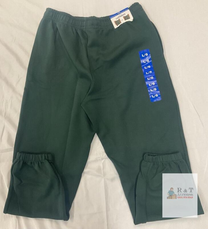 NEW Lazypants Sweatpants L/G Large 29.5" Inseam Dark Green Elastic Waistband Cotton Blend