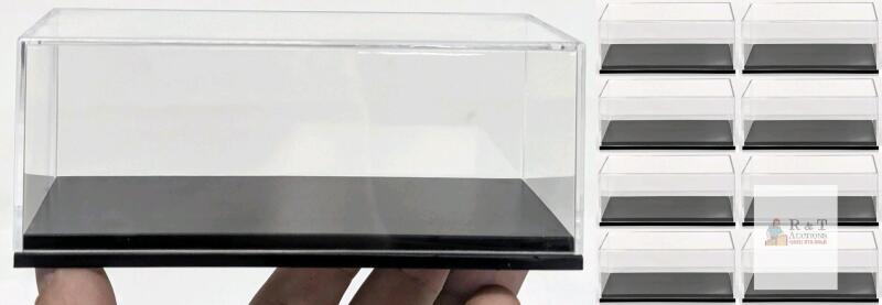 8 Pack Clear Acrylic Display Cases, Black Base, 6.3"x3.15"x3.15", Fits 1:43 Model Cars, 46742812