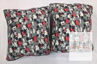 Set of 2 Disney Mickey Mouse Decorative Throw Pillows, 18" x 18", All-Over Cartoon Print