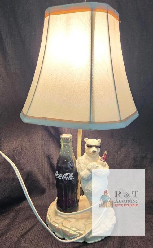 Coca-Cola Polar Bear Table Lamp, Originals Coke Collection, Glass Bottle, 19" Tall, Made in China
