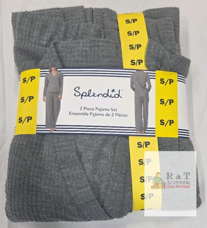 NEW Splendid 2 Piece Pajama Set, Small, Heather Gray, Women's, 100% Polyester, Long Sleeve Top & Pants
