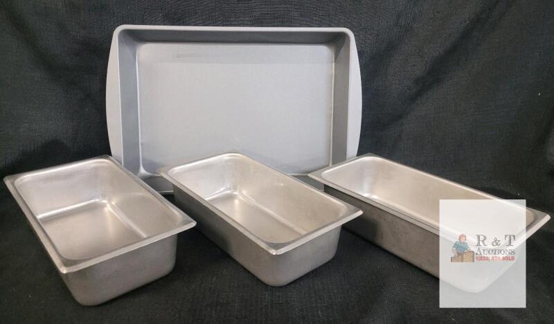 Bakeware Set &ndash; 3 Loaf Pans & 1 Sheet Pan, Approx. 12x6x3 in