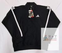 NEW Adidas Men's Black Quarter-Zip Athletic Pullover, Medium, White Stripes, 2023, New with Tags