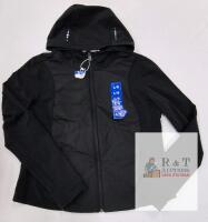 NEW Tuff Athletics 1815575 Women's Large Black Zip-Up Hooded Jacket Reflective Accents New