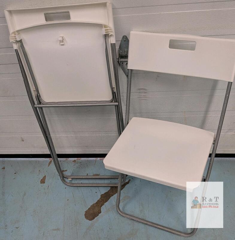 White Folding Chairs, Powder-Coated Steel Frame, Molded Plastic Seat & Back, 2-Pack, 250 lb Capacity