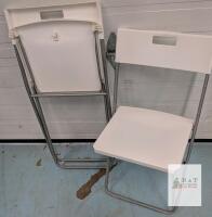 White Folding Chairs, Powder-Coated Steel Frame, Molded Plastic Seat & Back, 2-Pack, 250 lb Capacity