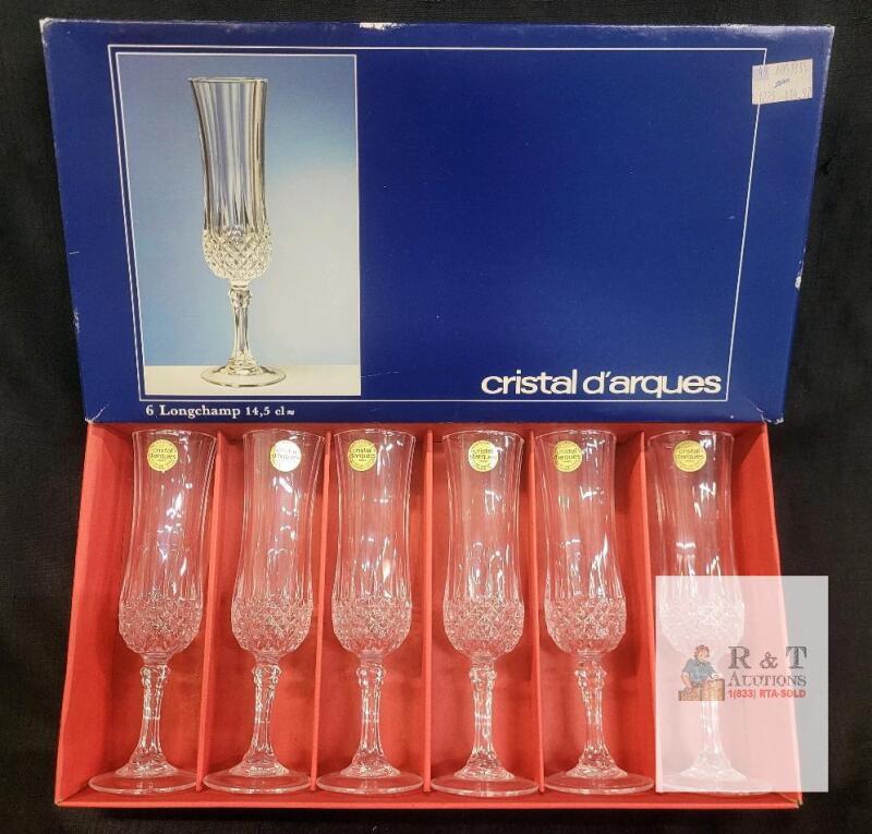 Cristal d'Arques Longchamp Champagne Flute Set of 6, Lead Crystal, 14.5cl, France