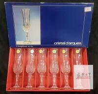 Cristal d'Arques Longchamp Champagne Flute Set of 6, Lead Crystal, 14.5cl, France