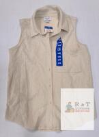 NEW Kersh Sleeveless Button-Up Shirt, Beige, Size Large, Serial 1868848, Collared, Chest Pocket