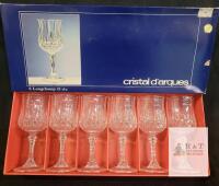 Cristal d'Arques Longchamp Wine Glasses Set of 6, 25cl, Lead Crystal, Original Box, France