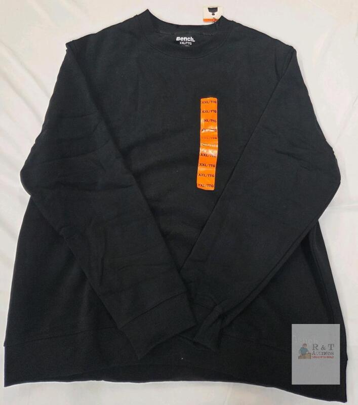 NEW Bench Men's XXL Black Crewneck Sweatshirt Pullover, Embroidered Logo, New Tag, Made in Cambodia