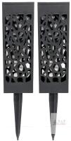 Solar LED Pathway Lights, Modern Geometric Black Design, Set of 2, Ground Stake, 16-Inch