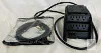 UnSwitch 9-Outlet Surge Protector with Phone/Network Protection & 15ft HDMI 1.4 Cable TESTED