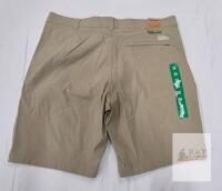 NEW Eddie Bauer Tech Chino Short, Size 38, Khaki, Stretch Nylon, Button/Zipper, 10" Inseam