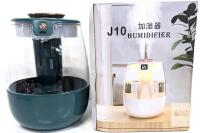 J10 Ultrasonic Cool Mist Humidifier, USB, 1.5L Tank, Auto Off, Green/Gold, Digital Display