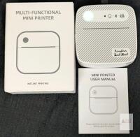 Bluetooth Mini Thermal Label Printer, 2" Roll, USB-C, Portable, Tested Power, Box & Manual Included