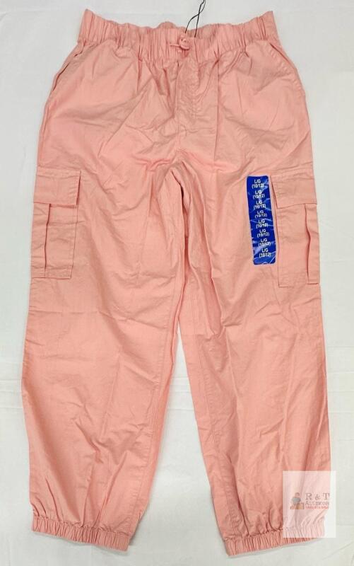 NEW GAP Kids Cargo Pants L/G 10/12 Pink Girls 100% Cotton Elastic Waist & Cuffs Made in China