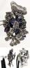 Set of Three Size 9 Fashion Rings, Butterfly Floral Silver Tone, Blue Cabochon, Black Eternity Band - 4