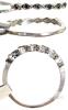 Set of Three Size 9 Fashion Rings, Butterfly Floral Silver Tone, Blue Cabochon, Black Eternity Band - 5