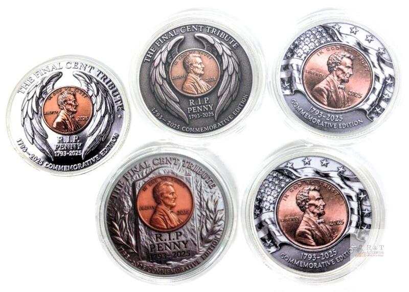 Final Cent Tribute Commemorative Coin Set, Abraham Lincoln, "The Last Penny 2025", Antiqued Finish