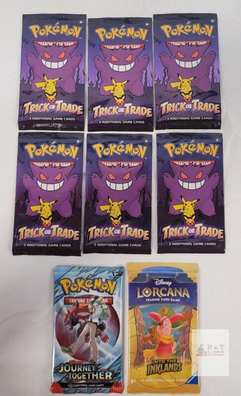 Sealed Booster Packs: Pok&eacute;mon Trick or Trade, Journey Together, Disney Lorcana Inklands