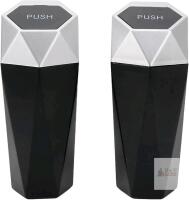 2 New Mini Car Trash Bins, Waterproof Plastic Automotive Garbage Can Multiple Purpose with Push Lid (Silver)