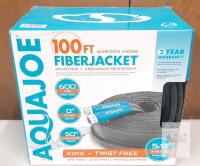 NEW AquaJoe AJFJH100-58-PRO FiberJACKET 100 ft 5/8" Garden Hose, 600 PSI, Aluminum Fittings