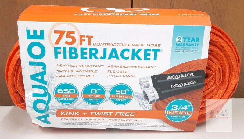 NEW AquaJoe 75 ft Contractor FiberJacket Garden Hose, 3/4" Diameter, 650 PSI, Model AJFJH75-34-CTR