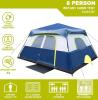 New - QOMOTOP 8-Person Camping Tent, Instant Cabin Tent, Easy Setup in 60 Seconds, Weatherproof Family Tent for Camping, Outdoors & Travel, with Ventilated Windows - Blue - 3