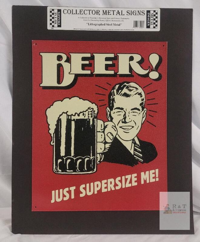 Metal Images Retro Beer Sign 8"x11.75" Lithographed Steel, "Just Supersize Me!", Collector Series