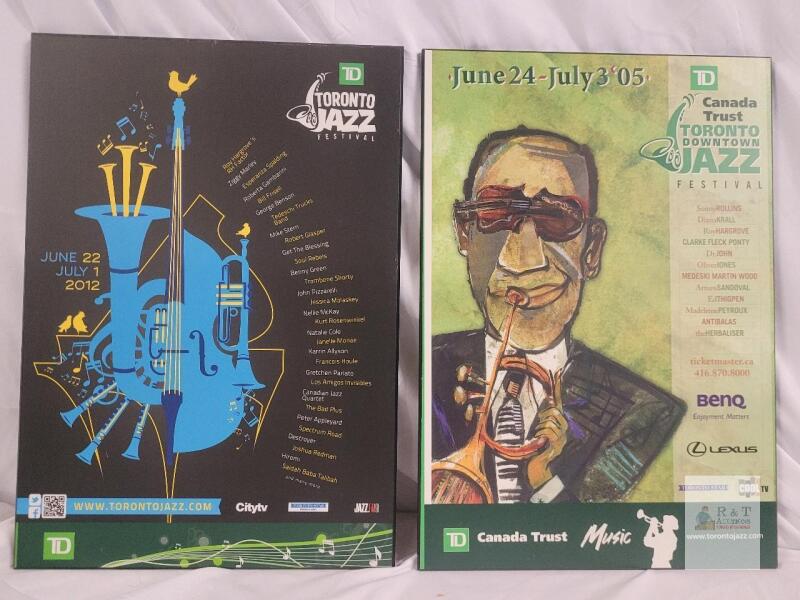 PLAK-IT Toronto Jazz Festival Mounted Posters 2012 & 2005, 19x14", Official Event Art