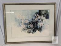 Signed Framed Original Watercolor Flower Painting, Approx. 36" x 28.5", Double Matted