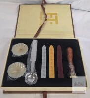 NEW Mingting Wax Seal Stamp Kit, 3 Color Wax Sticks, Wood Handle, Spoon & Candles, Gift Box