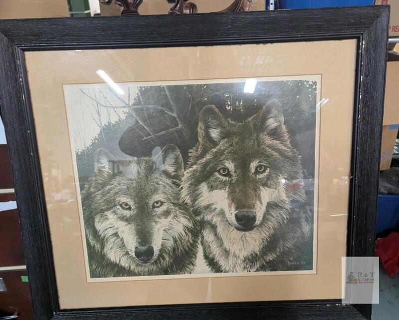 Project Wolf &ldquo;Save The Wolf&rdquo; Framed Art Print by Breen 1984, Black Wood Frame,26" by 23"