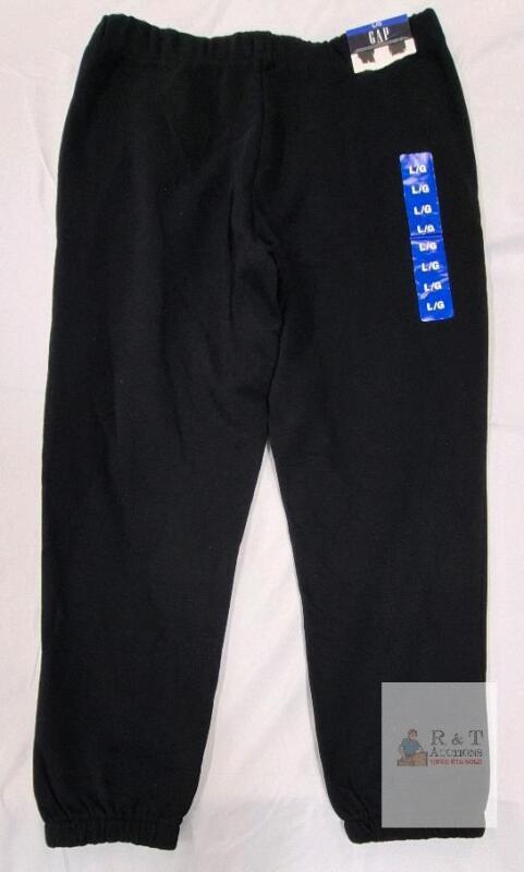 NEW GAP Classic Black Sweatpants Joggers, Size Large, Elastic Cuffs, 27" Inseam, 2 Side Pockets