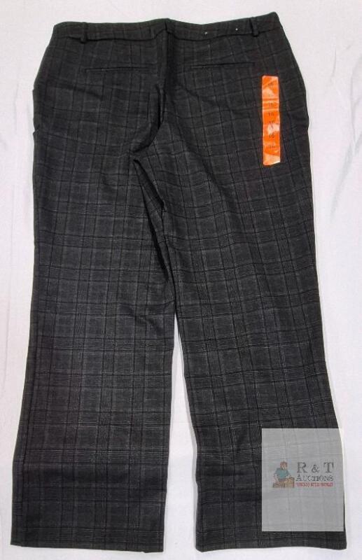 NEW Hilary Radley Women's Plaid Dress Pants Size 16 Charcoal Polyester Blend, Model 1915496
