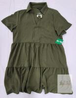 NEW Tahari Tiered Shirt Dress, Olive Green, XL, Short Sleeve, Relaxed Fit, New with Tags