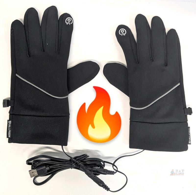 NEW O/S ZDILL-ESON USB Electric Heated Gloves, Touchscreen, Black, Tested with USB Cable