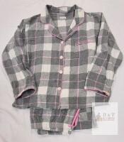 NEW BedHead Women&rsquo;s Large Plaid Cotton Flannel Pajama Set, Gray/Pink, Button-Front, Drawstring Pant